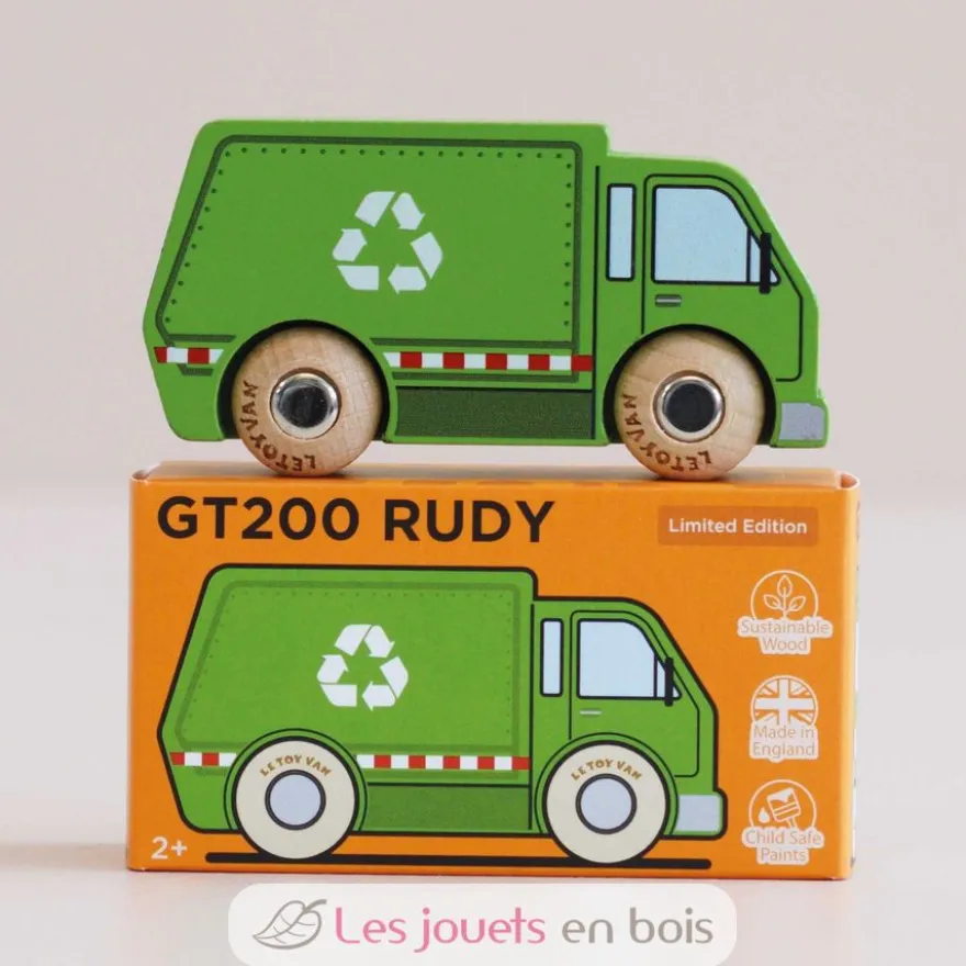 Camion de recyclage en bois Rudy No 36 vert - Le Toy Van