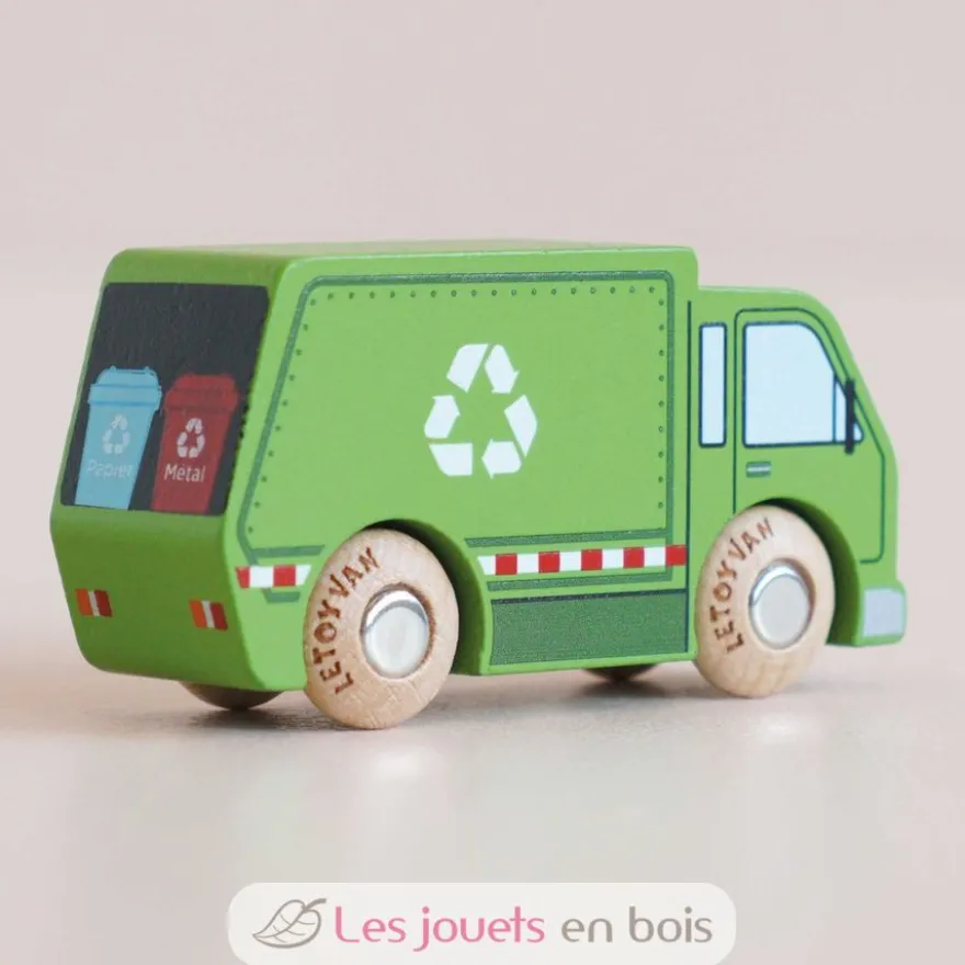 Camion de recyclage en bois Rudy No 36 vert - Le Toy Van