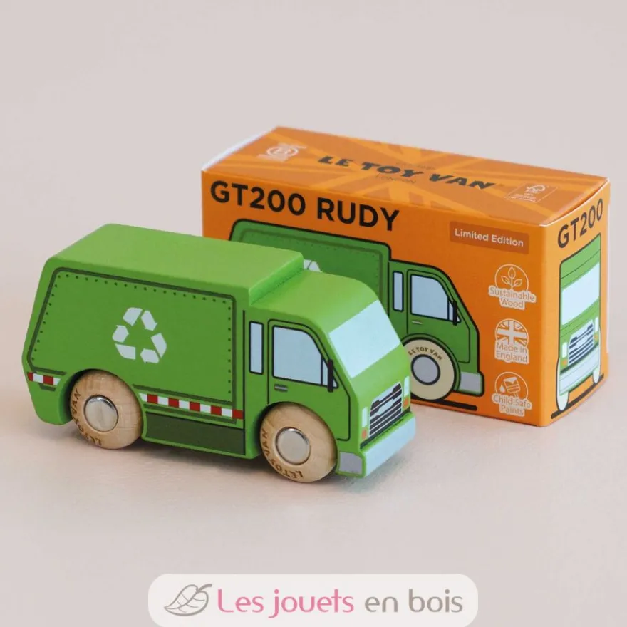 Camion de recyclage en bois Rudy No 36 vert - Le Toy Van