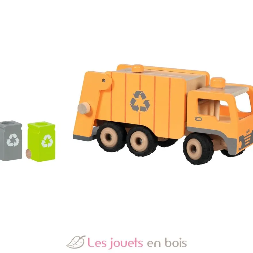 Camion poubelle en bois orange - Goki