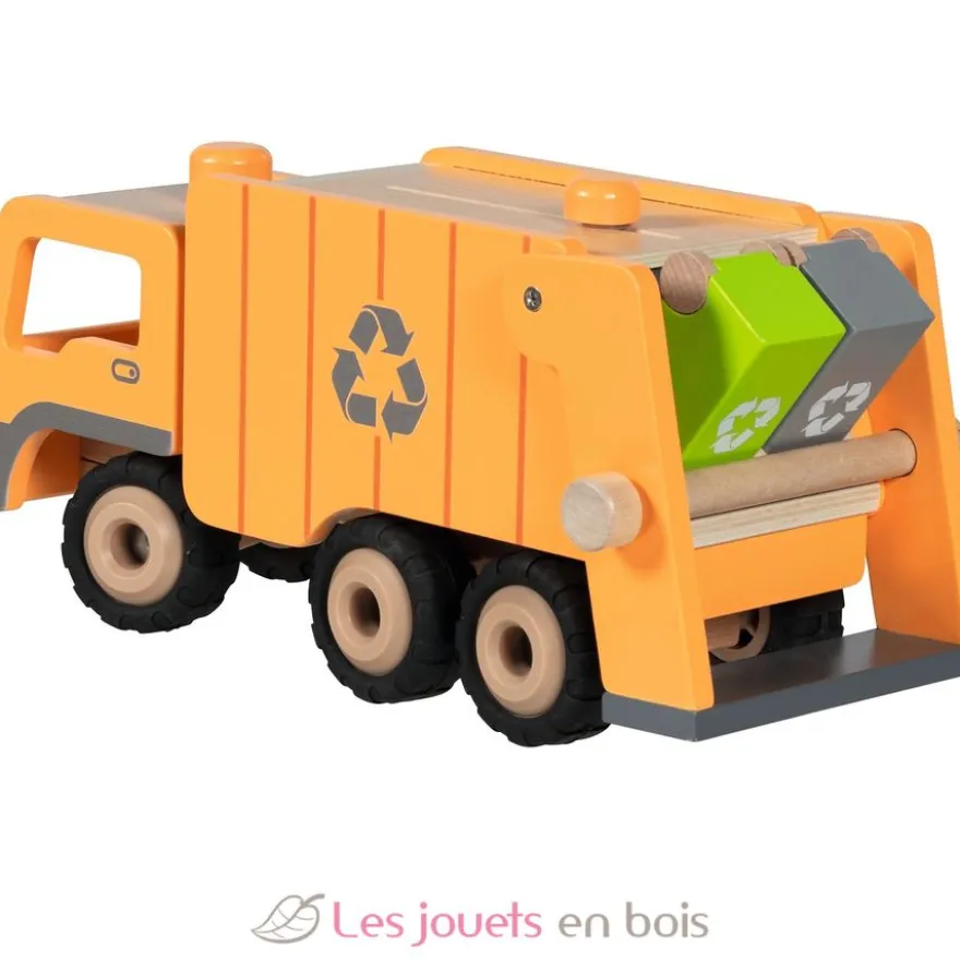 Camion poubelle en bois orange - Goki