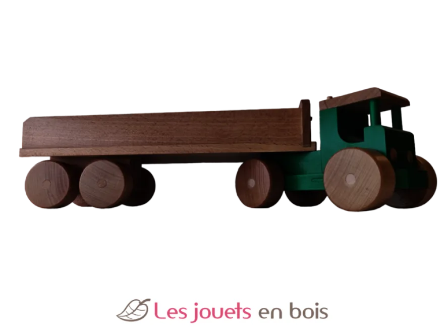 Camion tracteur avec benne vert coquine bois massif Coquine