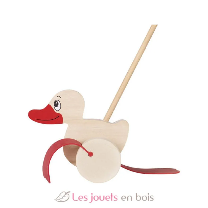 Canard à pousser en bois naturel - Goki