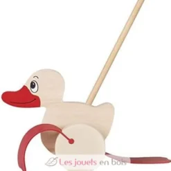 Canard à pousser en bois naturel - Goki