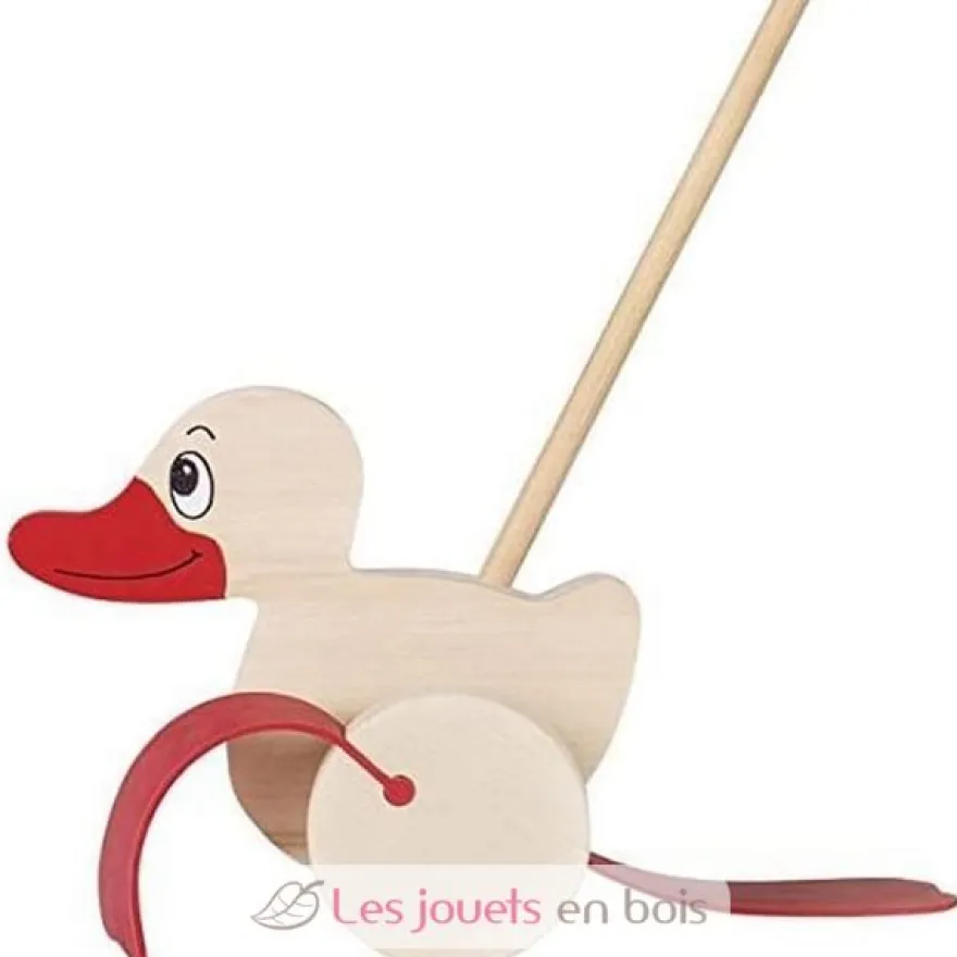 Canard à pousser en bois naturel - Goki