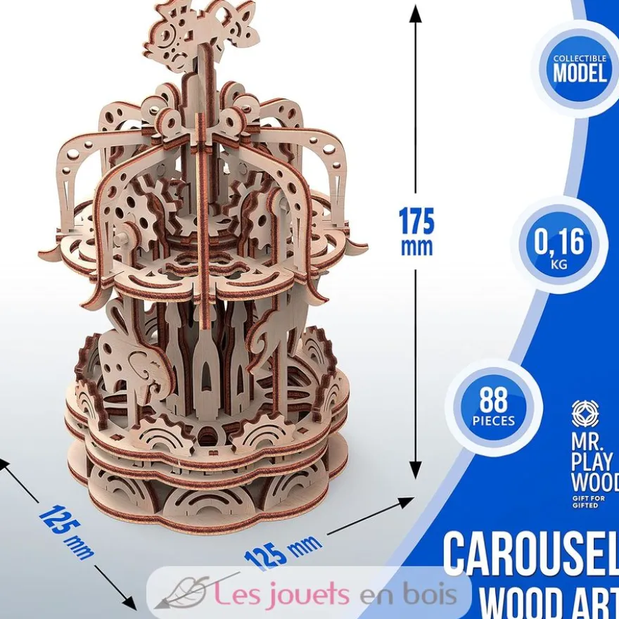 Carrousel animé - Puzzle 3D mécanique en bois - Mr. Playwood