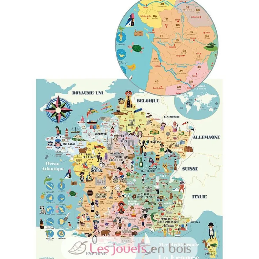 Carte de France magnétique Ingela P. Arrhenius - Vilac
