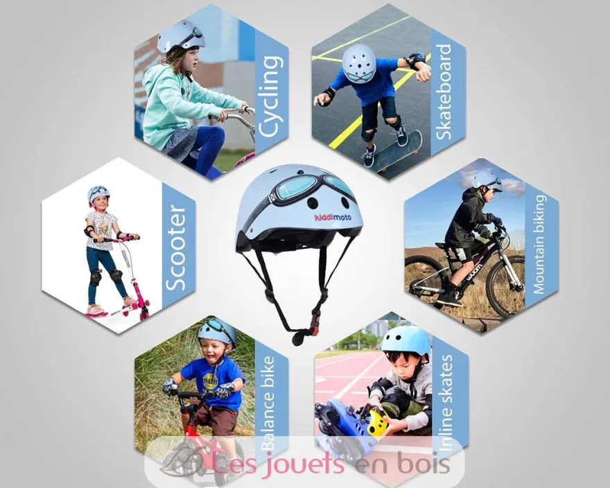 Casque enfant Blue Goggle Medium - Kiddimoto