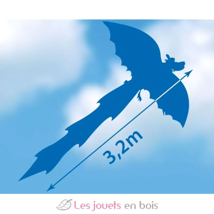 Cerf-volant Dragon 3D avec traîne - Günther