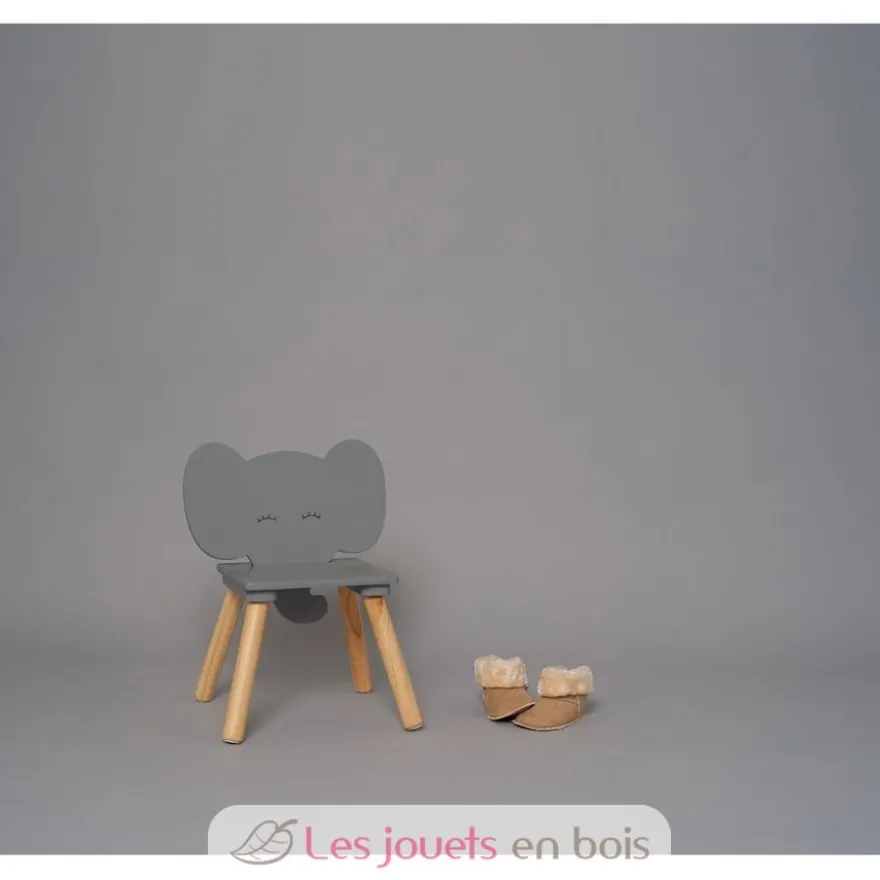 Chaise Éléphant en bois gris - JaBaDaBaDo