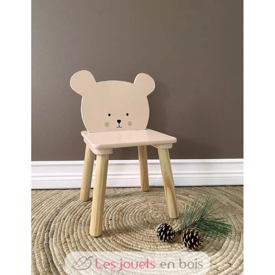 Chaise Ours en bois rose - JaBaDaBaDo