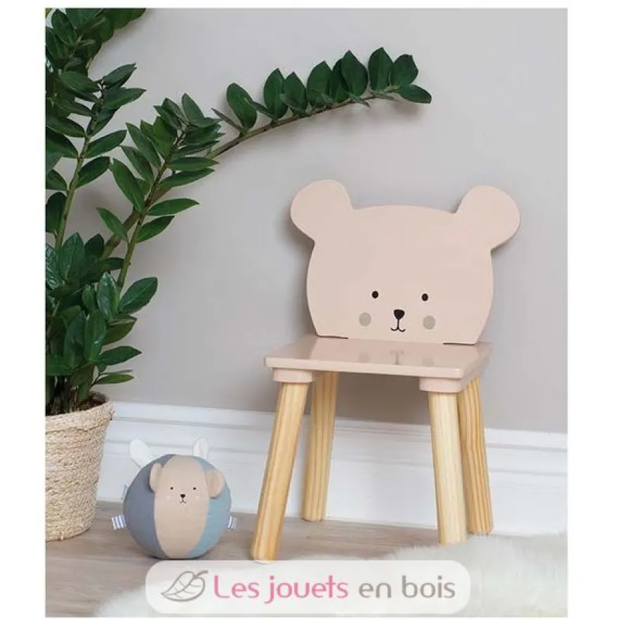 Chaise Ours en bois rose - JaBaDaBaDo