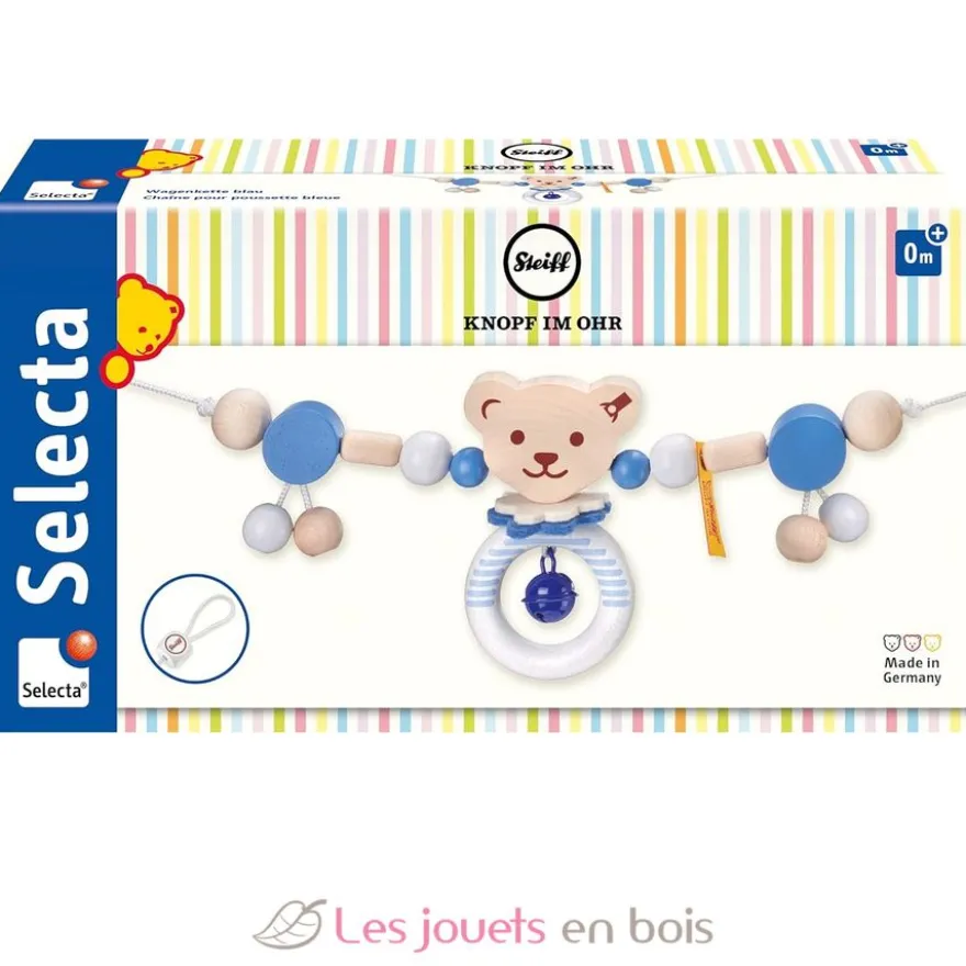 Chaîne pour poussette Ours Steiff bleu - Selecta