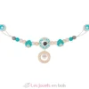 Chaîne poussette pingouin turquoise - Heimess