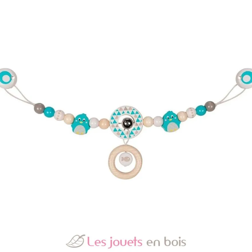 Chaîne poussette pingouin turquoise - Heimess