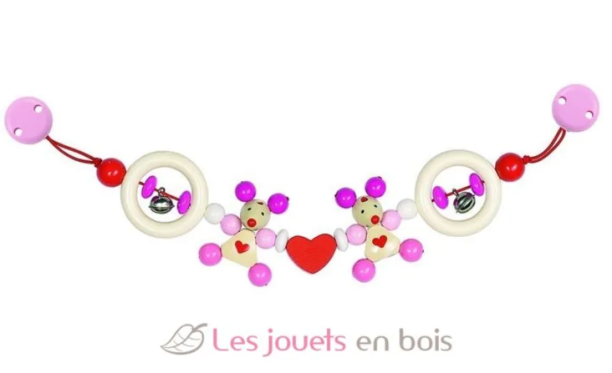 Chaîne poussette souris rose - Heimess