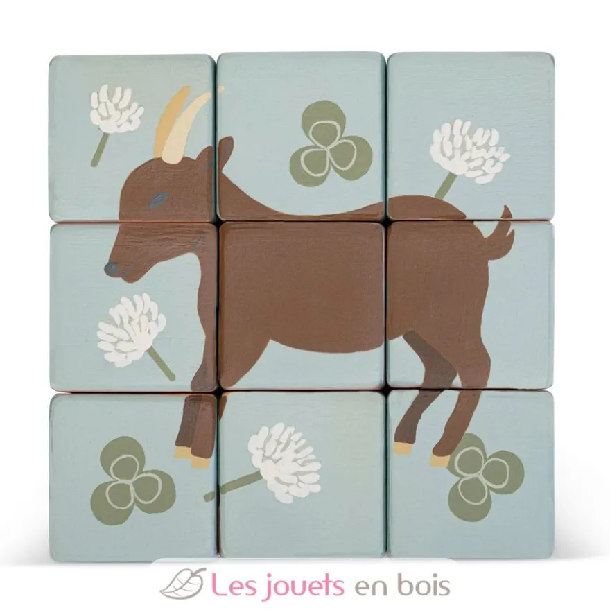 Chariot avec puzzle de cubes animaux - Sevi