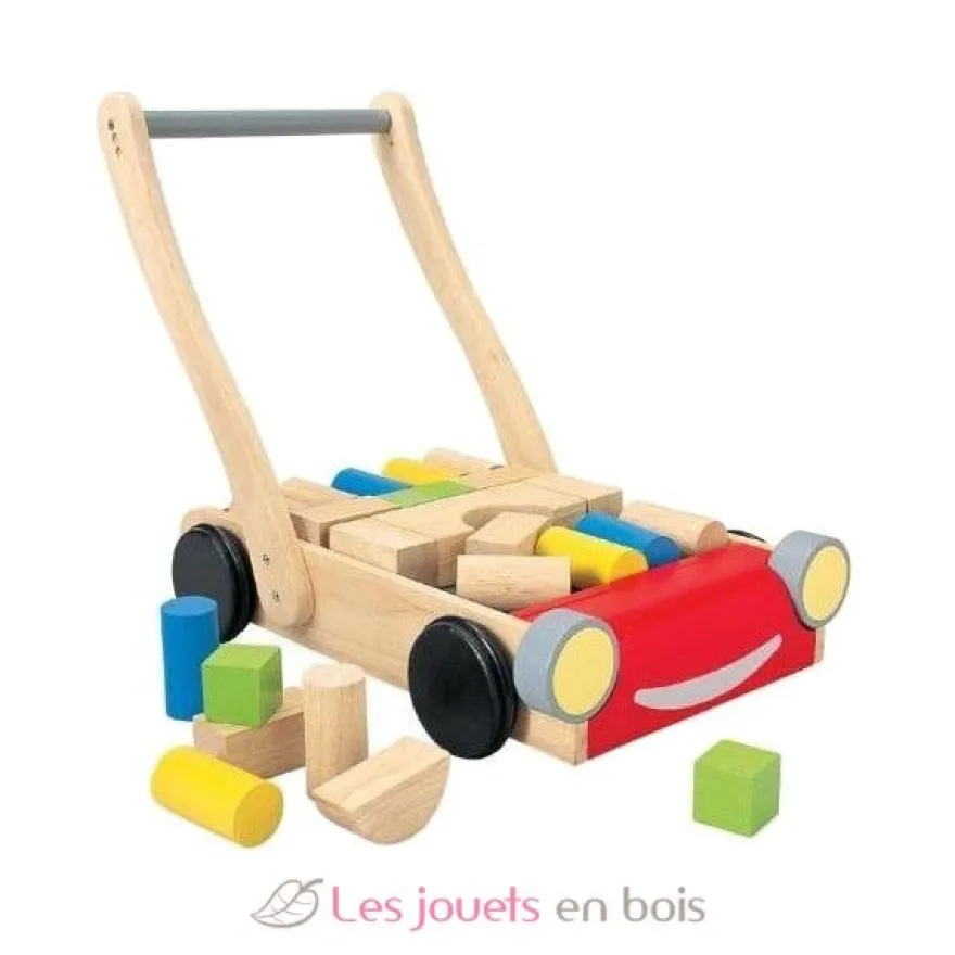 Chariot de marche avec cubes - Plan Toys