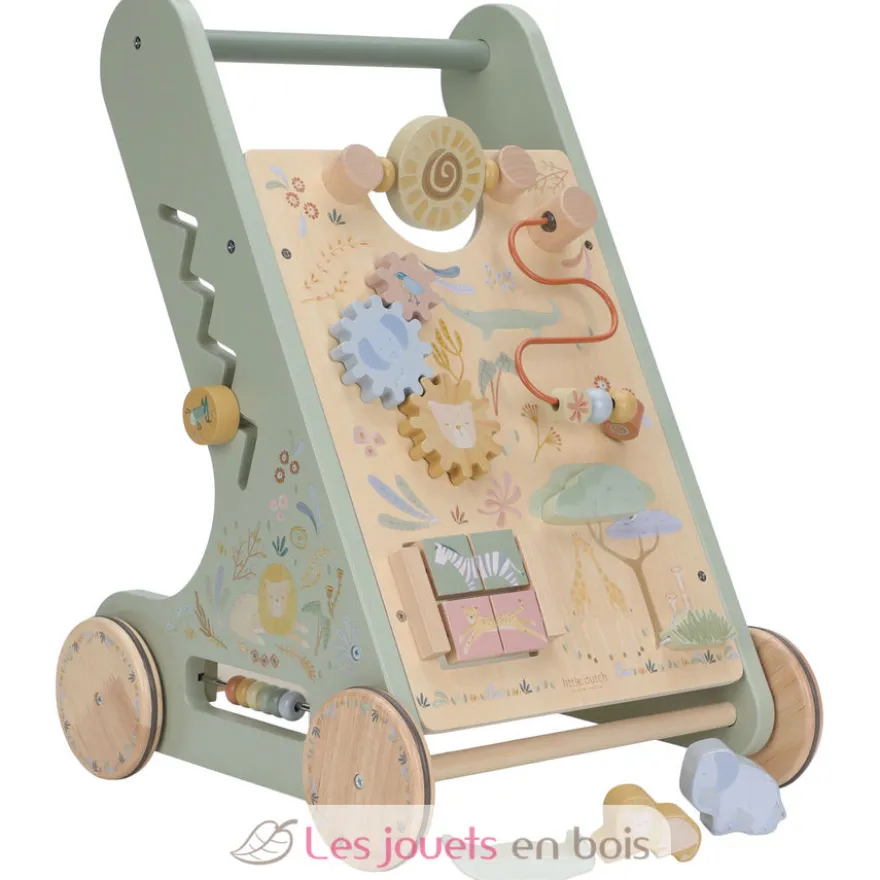 Chariot de marche en bois Safari Friends vert - Little Dutch