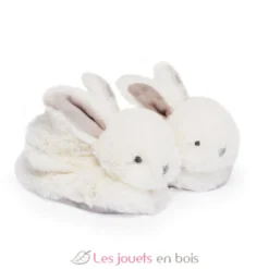 Chaussons Lapin Bonbon taupe 0-6 mois - Doudou et Compagnie