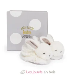 Chaussons Lapin Bonbon taupe 0-6 mois - Doudou et Compagnie