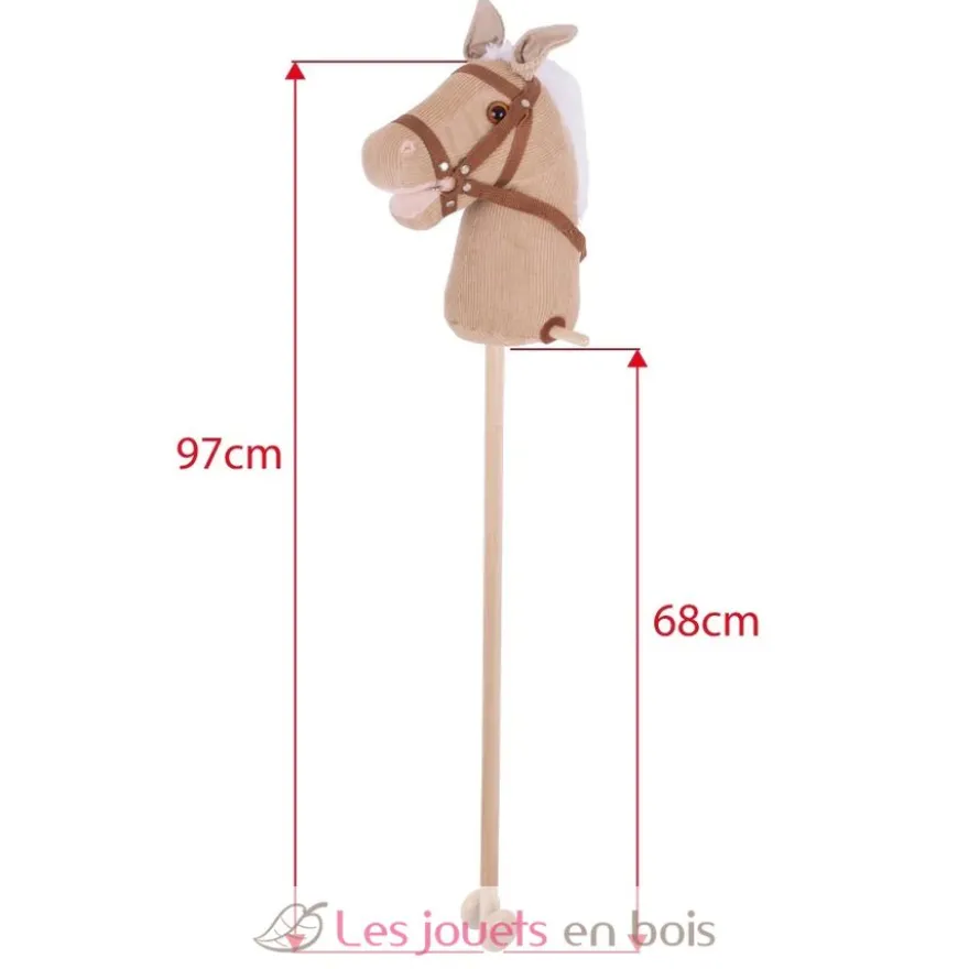Cheval bâton en bois et velours côtelé - Bigjigs Toys