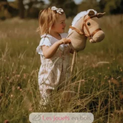 Cheval bâton en bois et velours côtelé - Bigjigs Toys