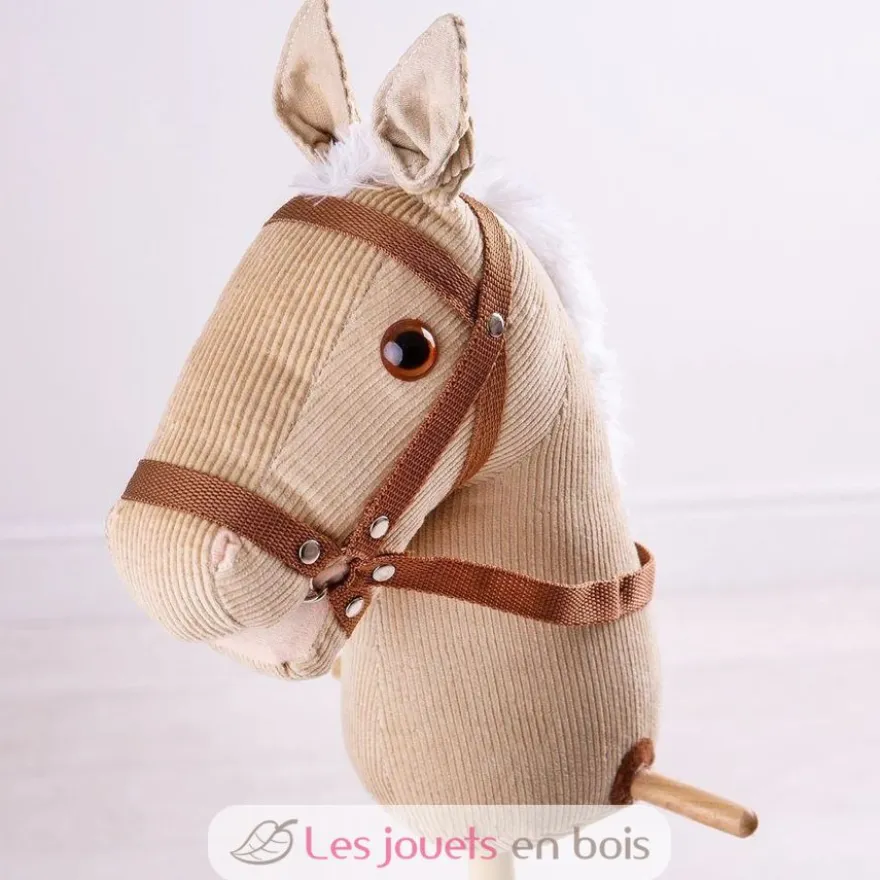 Cheval bâton en bois et velours côtelé - Bigjigs Toys
