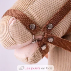 Cheval bâton en bois et velours côtelé - Bigjigs Toys