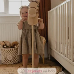 Cheval bâton en bois et velours côtelé - Bigjigs Toys