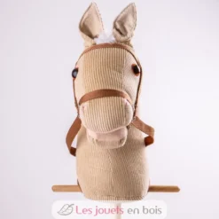 Cheval bâton en bois et velours côtelé - Bigjigs Toys