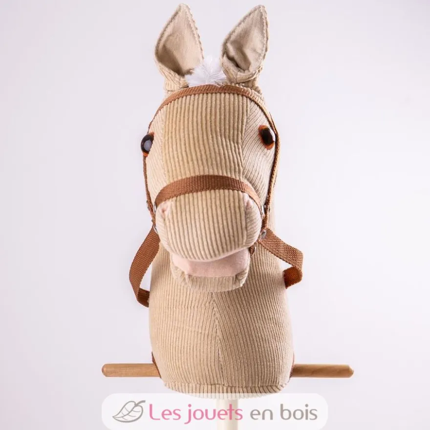 Cheval bâton en bois et velours côtelé - Bigjigs Toys