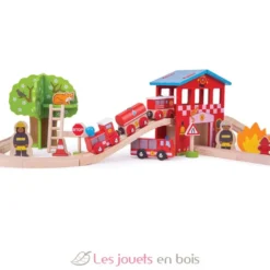 Circuit de train Caserne de pompiers - Bigjigs Toys