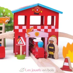 Circuit de train Caserne de pompiers - Bigjigs Toys