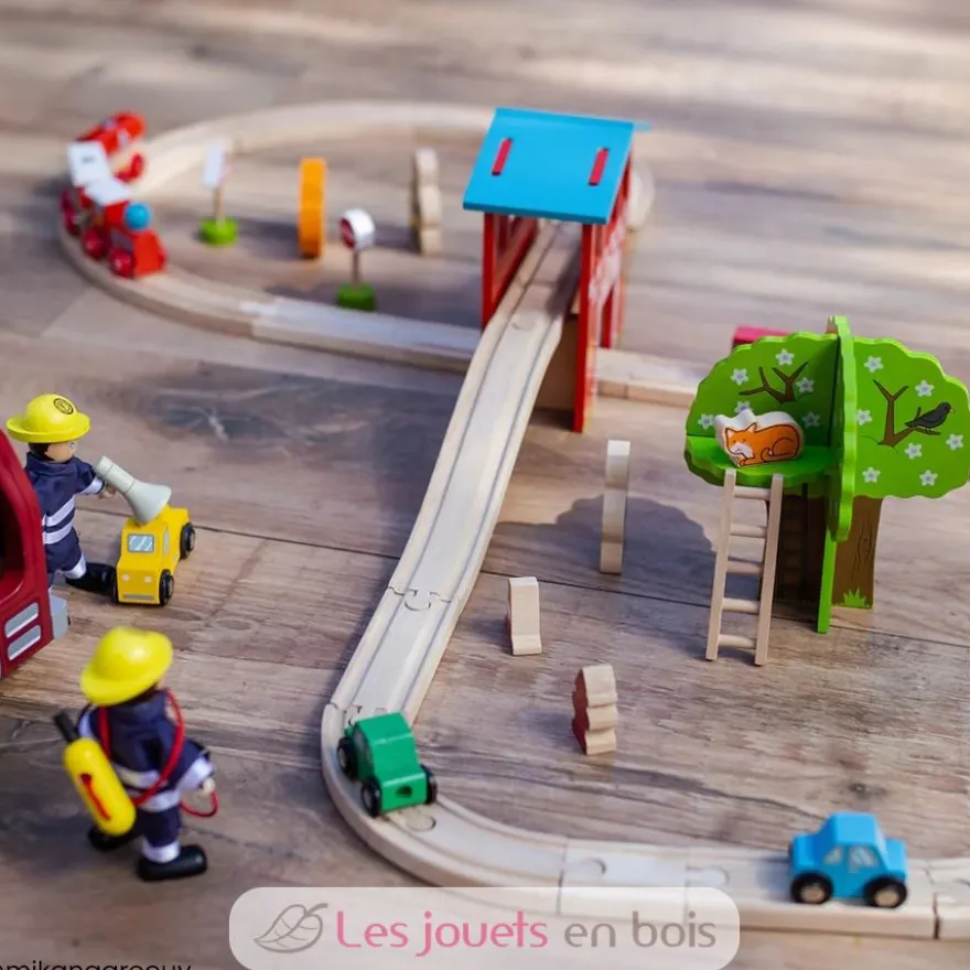 Circuit de train Caserne de pompiers - Bigjigs Toys