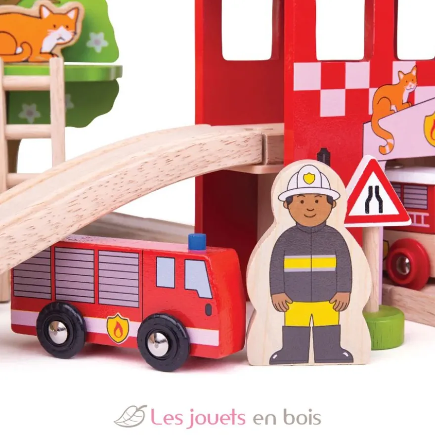 Circuit de train Caserne de pompiers - Bigjigs Toys