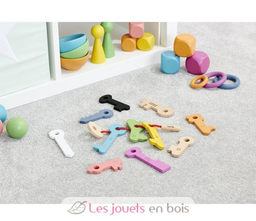Clés de comptage en bois arc-en-ciel - TickiT