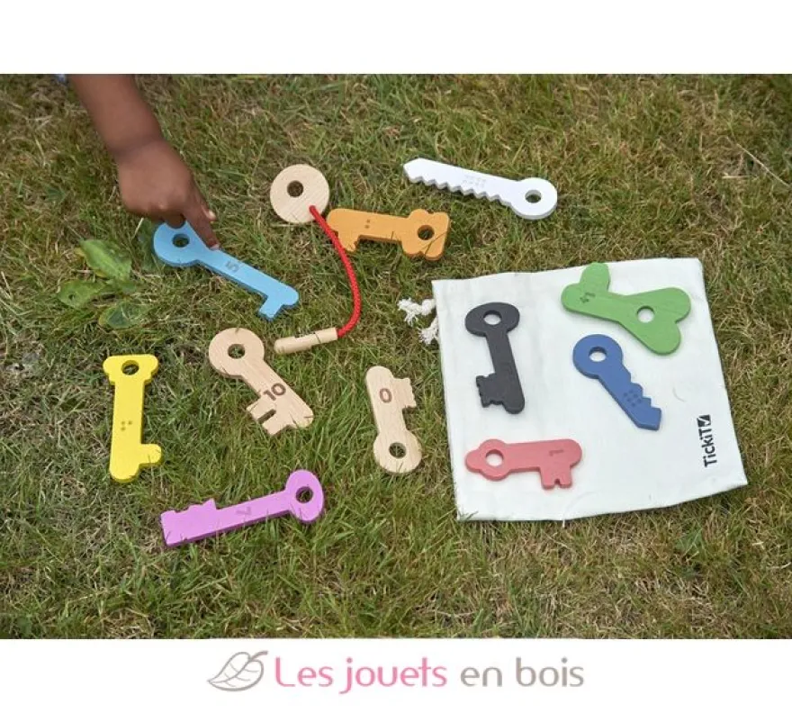 Clés de comptage en bois arc-en-ciel - TickiT