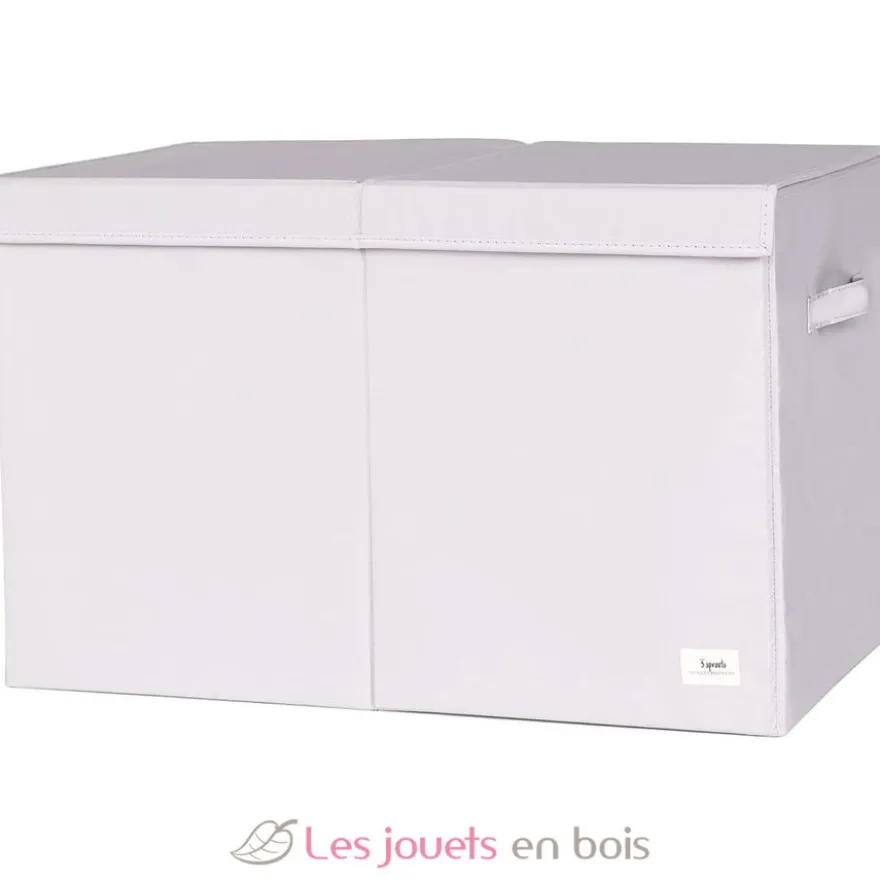 Coffre à jouets en tissu recyclé uni gris clair - 3 Sprouts