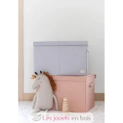 Coffre à jouets en tissu recyclé uni gris clair - 3 Sprouts