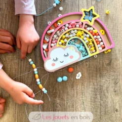 Coffret arc en ciel perles en bois - Dès 4 ans - Sycomore