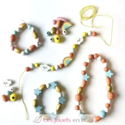 Coffret arc en ciel perles en bois - Dès 4 ans - Sycomore