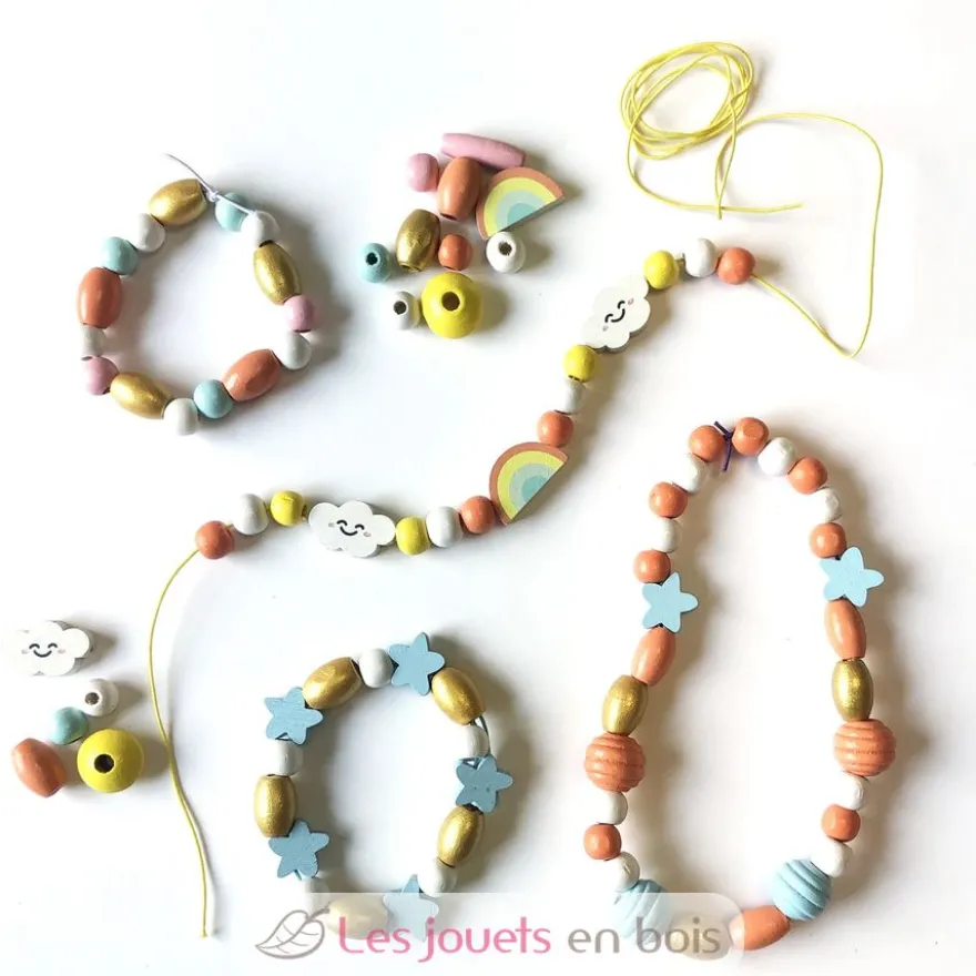Coffret arc en ciel perles en bois - Dès 4 ans - Sycomore