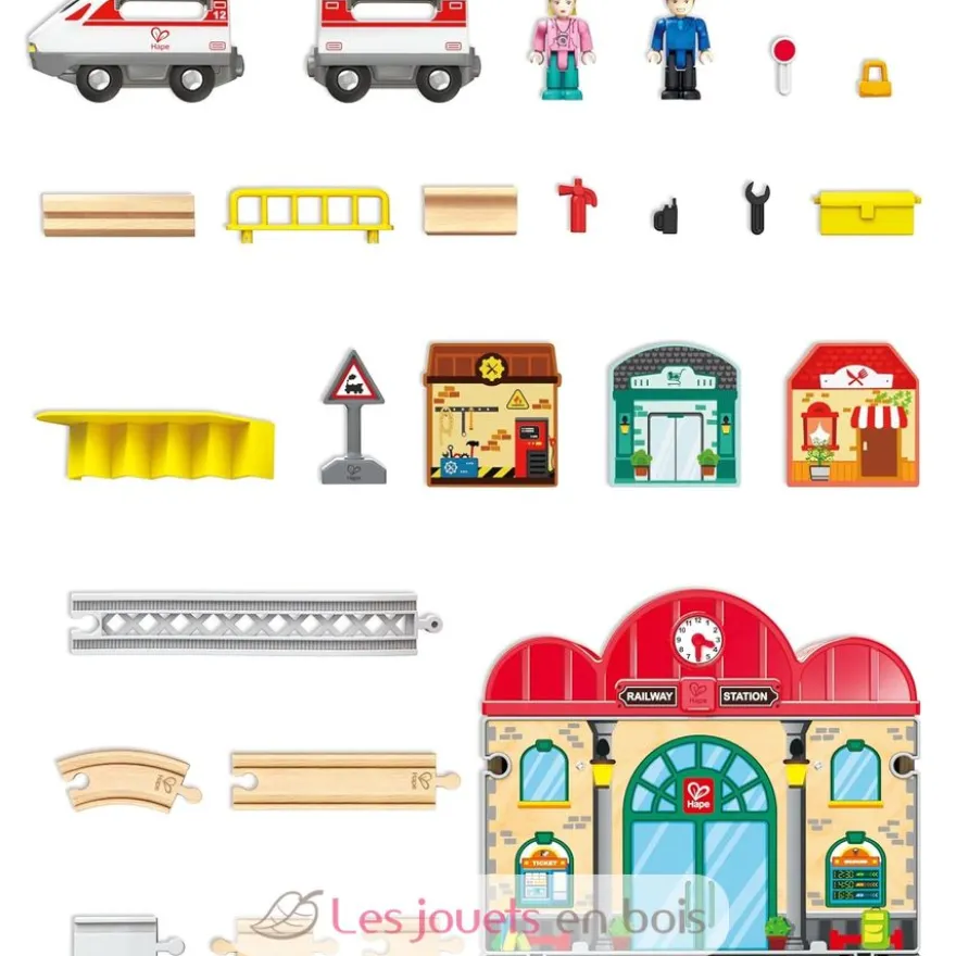 Coffret circuit de train portable - Bois et plastique - Hape