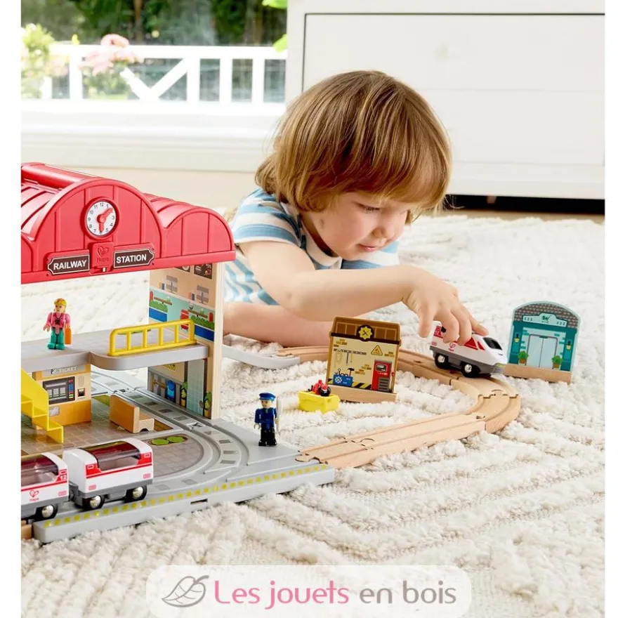Coffret circuit de train portable - Bois et plastique - Hape