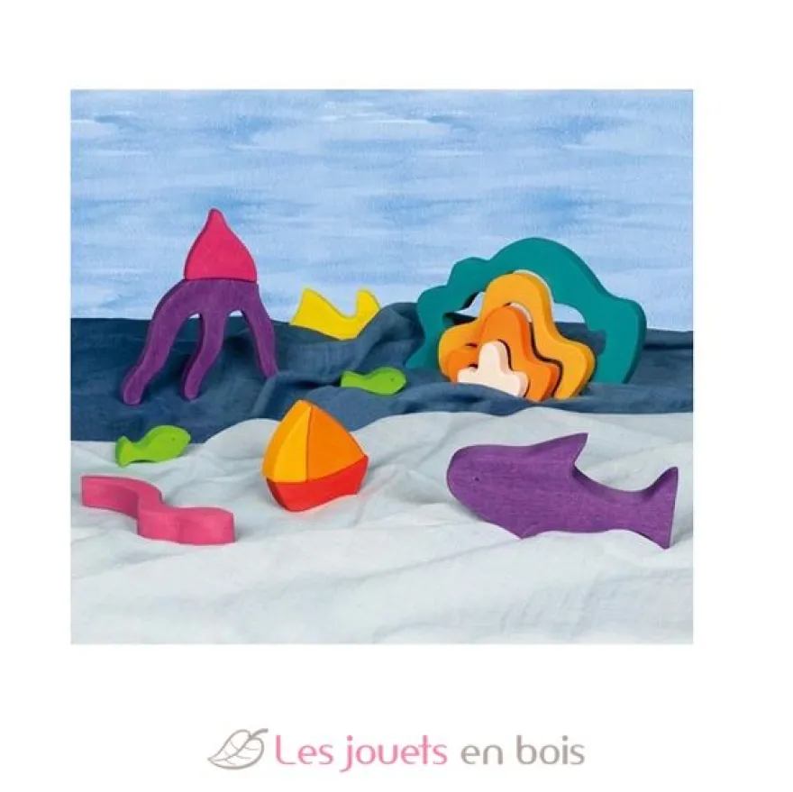 Coffret de construction Océan en bois coloré - Goki