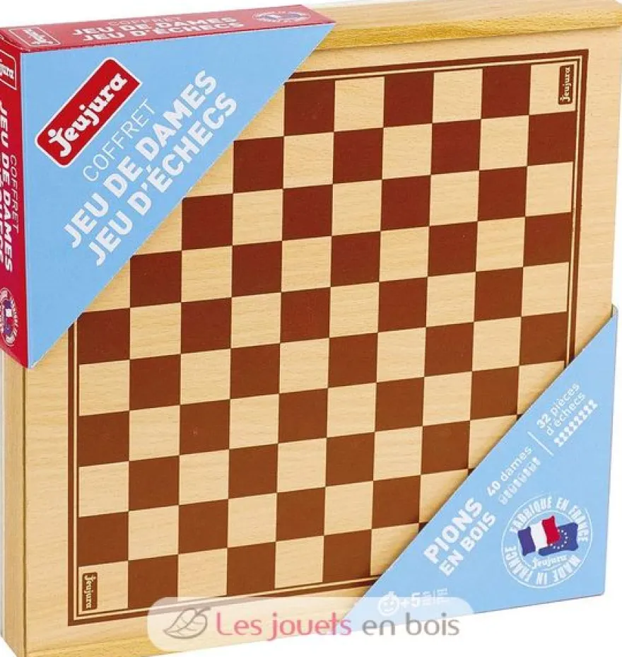 Coffret Jeu de Dames et d'Echecs - Jeujura