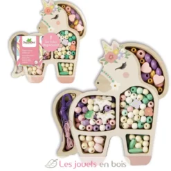 Coffret licorne perles en bois - Dès 4 ans - Sycomore