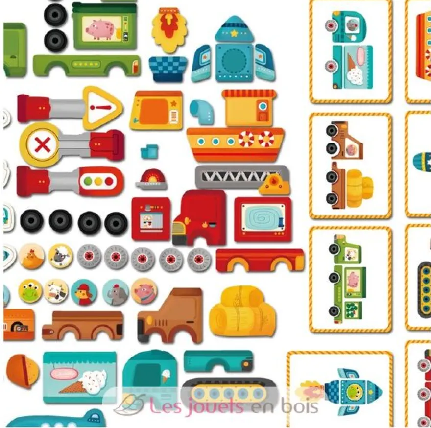 Coffret magnétique Transports 58 pcs - Mideer