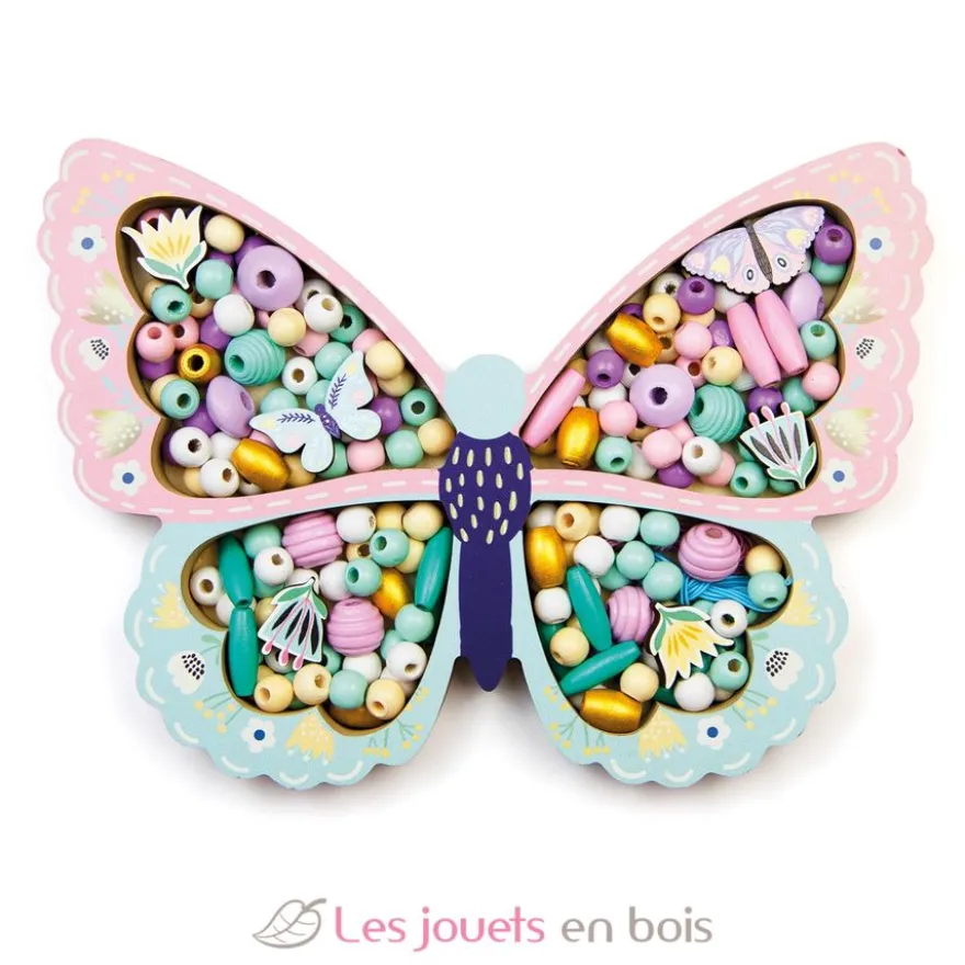 Coffret papillon perles en bois - Dès 4 ans - Sycomore